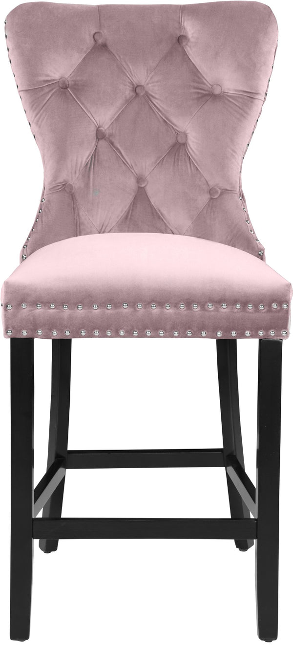 Nikki Velvet / Engineered Wood / Metal / Foam Contemporary Pink Velvet Stool - 21" W x 24.5" D x 43" H
