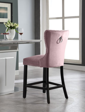 Nikki Velvet / Engineered Wood / Metal / Foam Contemporary Pink Velvet Stool - 21" W x 24.5" D x 43" H