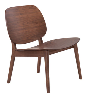 Zuo Modern Priest Rubberwood Scandinavian Commercial Grade Lounge Chair Walnut Rubberwood