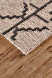 Enzo Minimalist Natural Wool Area Rug, Warm Taupe/Black, 9ft-6in x 13ft-6in