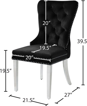 Carmen Velvet / Engineered Wood / Metal / Foam Contemporary Black Velvet Dining Chair - 21.5" W x 27" D x 39.5" H