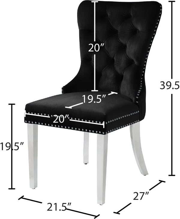 Carmen Velvet / Engineered Wood / Metal / Foam Contemporary Black Velvet Dining Chair - 21.5" W x 27" D x 39.5" H