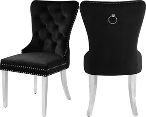 Carmen Velvet / Engineered Wood / Metal / Foam Contemporary Black Velvet Dining Chair - 21.5" W x 27" D x 39.5" H
