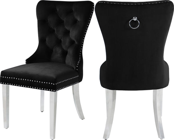 Carmen Velvet / Engineered Wood / Metal / Foam Contemporary Black Velvet Dining Chair - 21.5" W x 27" D x 39.5" H