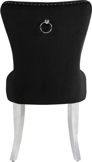 Carmen Velvet / Engineered Wood / Metal / Foam Contemporary Black Velvet Dining Chair - 21.5" W x 27" D x 39.5" H