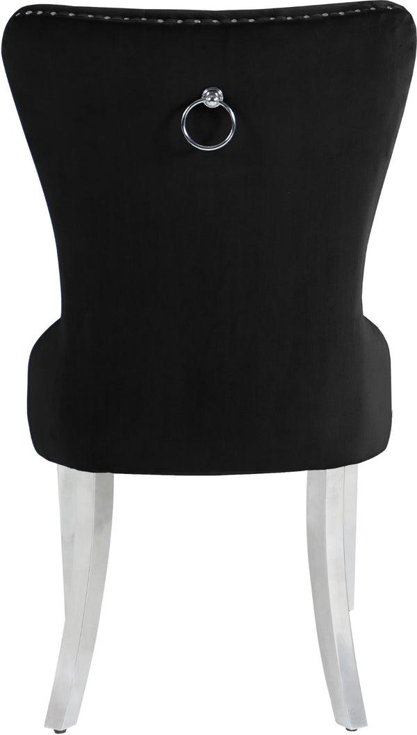 Carmen Velvet / Engineered Wood / Metal / Foam Contemporary Black Velvet Dining Chair - 21.5" W x 27" D x 39.5" H