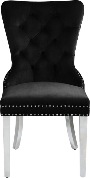 Carmen Velvet / Engineered Wood / Metal / Foam Contemporary Black Velvet Dining Chair - 21.5" W x 27" D x 39.5" H