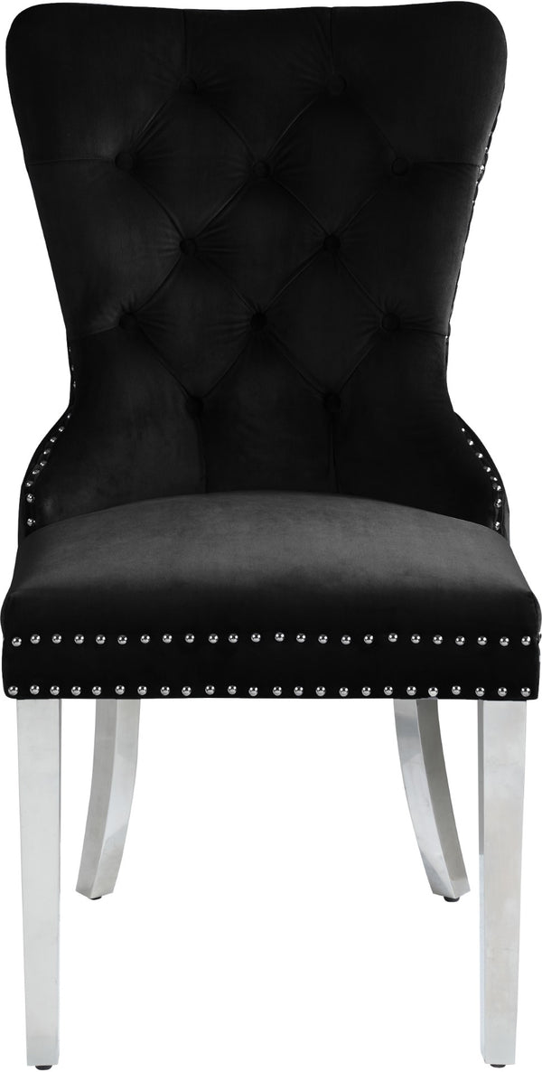 Carmen Velvet / Engineered Wood / Metal / Foam Contemporary Black Velvet Dining Chair - 21.5" W x 27" D x 39.5" H