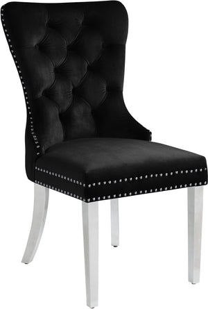 Carmen Velvet / Engineered Wood / Metal / Foam Contemporary Black Velvet Dining Chair - 21.5" W x 27" D x 39.5" H