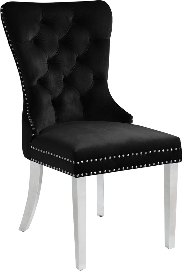 Carmen Velvet / Engineered Wood / Metal / Foam Contemporary Black Velvet Dining Chair - 21.5" W x 27" D x 39.5" H