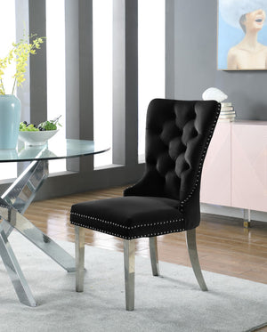 Carmen Velvet / Engineered Wood / Metal / Foam Contemporary Black Velvet Dining Chair - 21.5" W x 27" D x 39.5" H