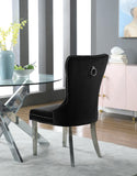 Carmen Velvet / Engineered Wood / Metal / Foam Contemporary Black Velvet Dining Chair - 21.5" W x 27" D x 39.5" H