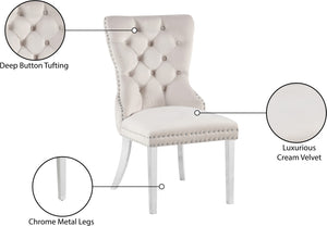 Carmen Velvet / Engineered Wood / Metal / Foam Contemporary Cream Velvet Dining Chair - 21.5" W x 27" D x 39.5" H