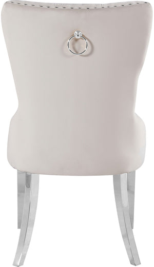 Carmen Velvet / Engineered Wood / Metal / Foam Contemporary Cream Velvet Dining Chair - 21.5" W x 27" D x 39.5" H