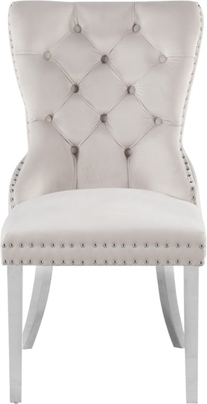 Carmen Velvet / Engineered Wood / Metal / Foam Contemporary Cream Velvet Dining Chair - 21.5" W x 27" D x 39.5" H