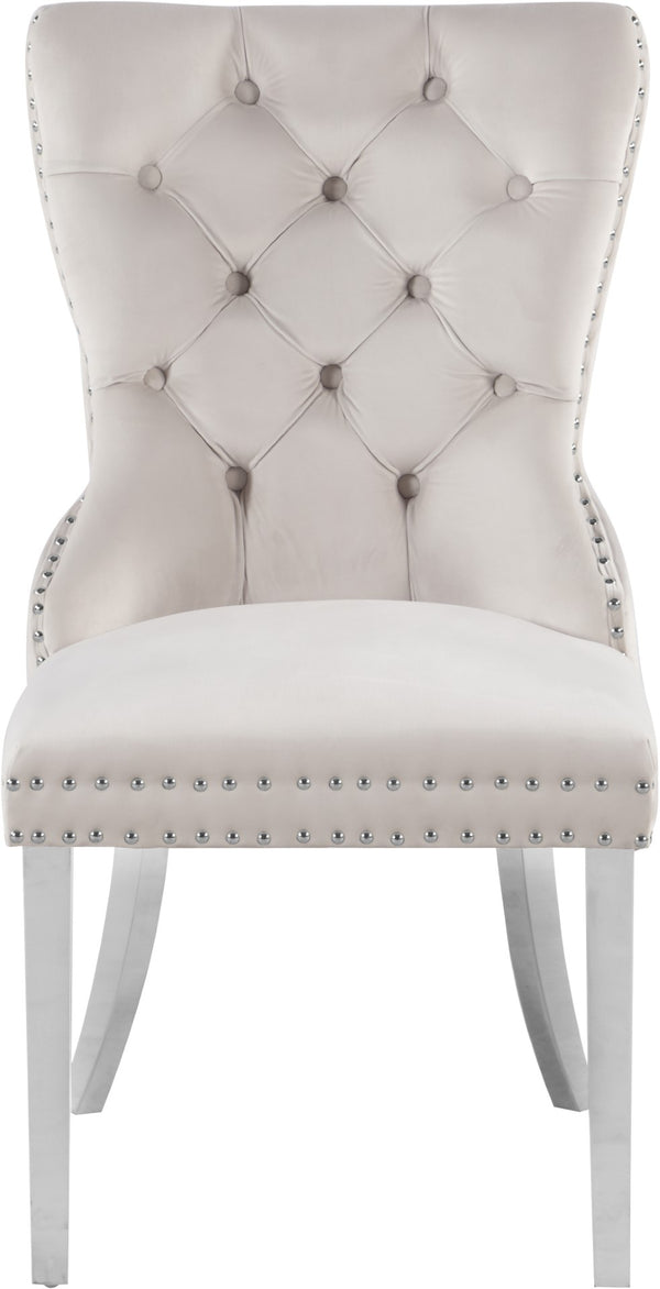 Carmen Velvet / Engineered Wood / Metal / Foam Contemporary Cream Velvet Dining Chair - 21.5" W x 27" D x 39.5" H