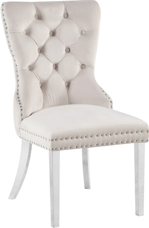 Carmen Velvet / Engineered Wood / Metal / Foam Contemporary Cream Velvet Dining Chair - 21.5" W x 27" D x 39.5" H