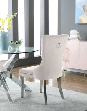 Carmen Velvet / Engineered Wood / Metal / Foam Contemporary Cream Velvet Dining Chair - 21.5" W x 27" D x 39.5" H