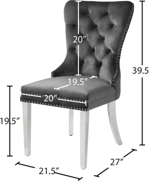 Carmen Velvet / Engineered Wood / Metal / Foam Contemporary Grey Velvet Dining Chair - 21.5" W x 27" D x 39.5" H