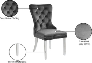 Carmen Velvet / Engineered Wood / Metal / Foam Contemporary Grey Velvet Dining Chair - 21.5" W x 27" D x 39.5" H