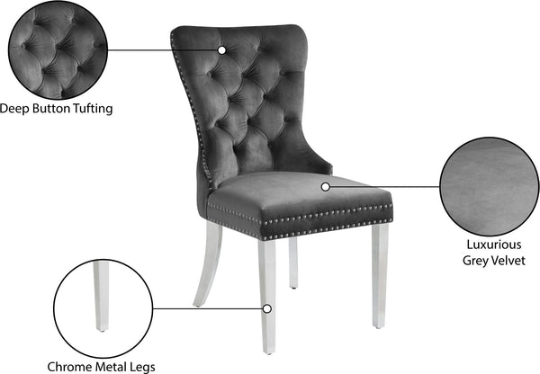 Carmen Velvet / Engineered Wood / Metal / Foam Contemporary Grey Velvet Dining Chair - 21.5" W x 27" D x 39.5" H