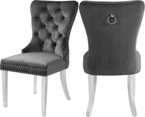Carmen Velvet / Engineered Wood / Metal / Foam Contemporary Grey Velvet Dining Chair - 21.5" W x 27" D x 39.5" H