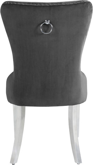 Carmen Velvet / Engineered Wood / Metal / Foam Contemporary Grey Velvet Dining Chair - 21.5" W x 27" D x 39.5" H