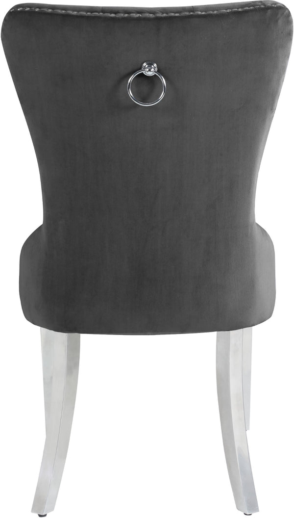 Carmen Velvet / Engineered Wood / Metal / Foam Contemporary Grey Velvet Dining Chair - 21.5" W x 27" D x 39.5" H