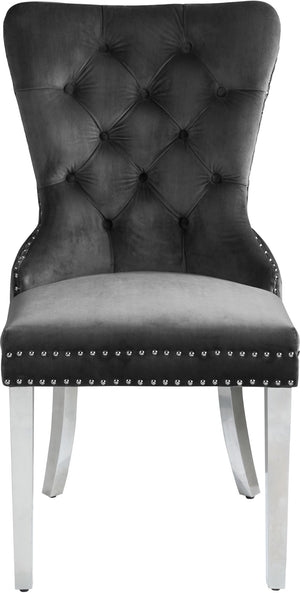 Carmen Velvet / Engineered Wood / Metal / Foam Contemporary Grey Velvet Dining Chair - 21.5" W x 27" D x 39.5" H