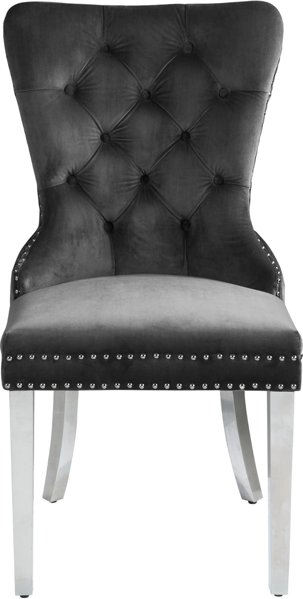 Carmen Velvet / Engineered Wood / Metal / Foam Contemporary Grey Velvet Dining Chair - 21.5" W x 27" D x 39.5" H