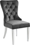 Carmen Velvet / Engineered Wood / Metal / Foam Contemporary Grey Velvet Dining Chair - 21.5" W x 27" D x 39.5" H