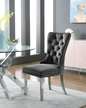 Carmen Velvet / Engineered Wood / Metal / Foam Contemporary Grey Velvet Dining Chair - 21.5" W x 27" D x 39.5" H