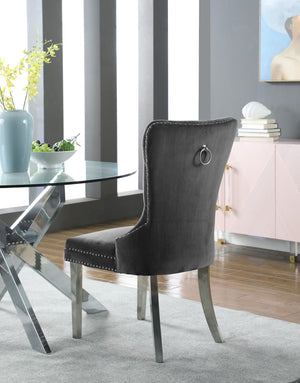 Carmen Velvet / Engineered Wood / Metal / Foam Contemporary Grey Velvet Dining Chair - 21.5" W x 27" D x 39.5" H