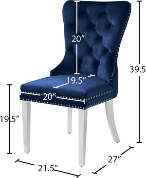 Carmen Velvet / Engineered Wood / Metal / Foam Contemporary Navy Velvet Dining Chair - 21.5" W x 27" D x 39.5" H