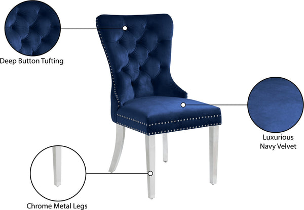 Carmen Velvet / Engineered Wood / Metal / Foam Contemporary Navy Velvet Dining Chair - 21.5" W x 27" D x 39.5" H
