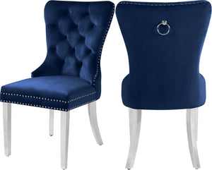 Carmen Velvet / Engineered Wood / Metal / Foam Contemporary Navy Velvet Dining Chair - 21.5" W x 27" D x 39.5" H