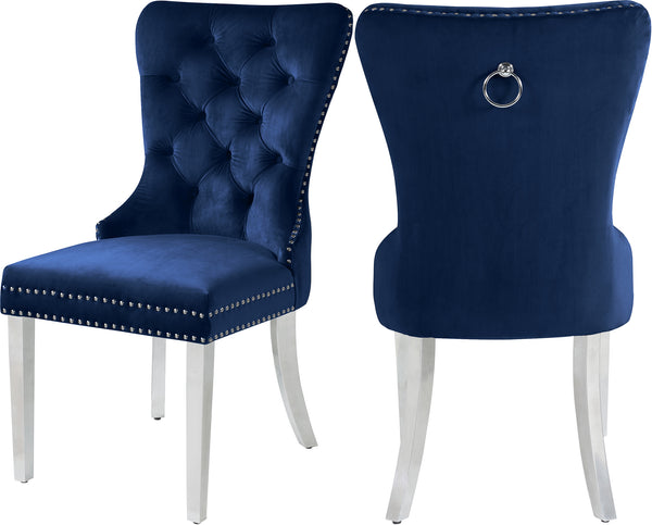 Carmen Velvet / Engineered Wood / Metal / Foam Contemporary Navy Velvet Dining Chair - 21.5" W x 27" D x 39.5" H