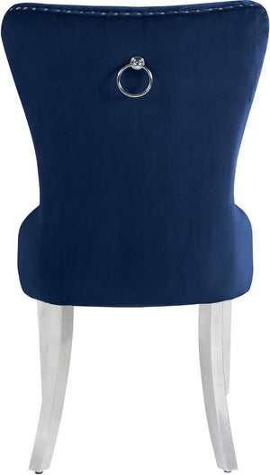 Carmen Velvet / Engineered Wood / Metal / Foam Contemporary Navy Velvet Dining Chair - 21.5" W x 27" D x 39.5" H