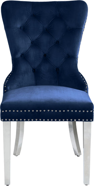 Carmen Velvet / Engineered Wood / Metal / Foam Contemporary Navy Velvet Dining Chair - 21.5" W x 27" D x 39.5" H