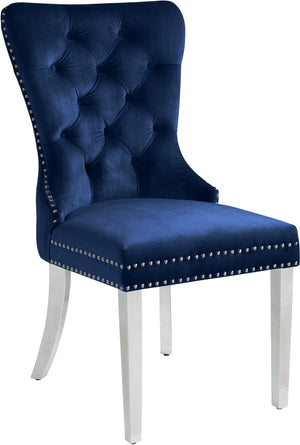 Carmen Velvet / Engineered Wood / Metal / Foam Contemporary Navy Velvet Dining Chair - 21.5" W x 27" D x 39.5" H