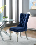 Carmen Velvet / Engineered Wood / Metal / Foam Contemporary Navy Velvet Dining Chair - 21.5" W x 27" D x 39.5" H
