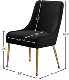 Owen Velvet / Engineered Wood / Foam Contemporary Black Velvet Dining Chair - 24" W x 21" D x 34.5" H