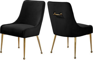 Owen Velvet / Engineered Wood / Foam Contemporary Black Velvet Dining Chair - 24" W x 21" D x 34.5" H