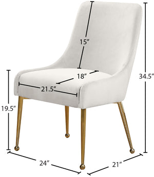 Owen Velvet / Engineered Wood / Foam Contemporary Cream Velvet Dining Chair - 24" W x 21" D x 34.5" H