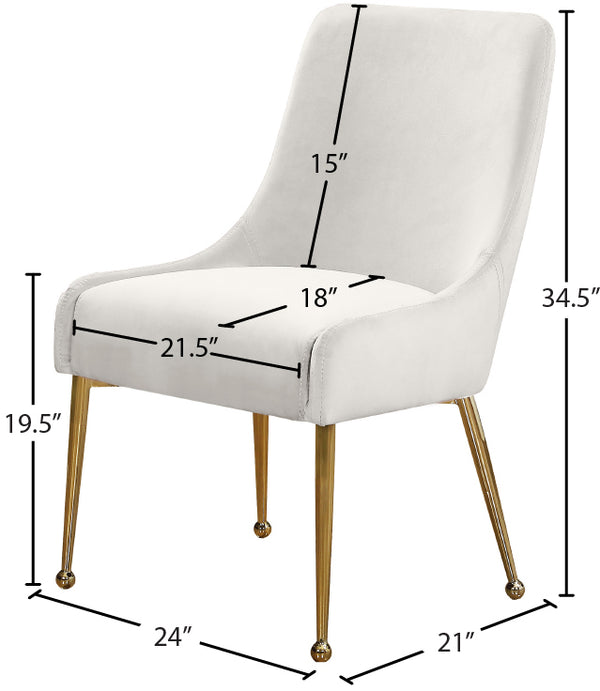 Owen Velvet / Engineered Wood / Foam Contemporary Cream Velvet Dining Chair - 24" W x 21" D x 34.5" H