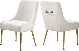 Owen Velvet / Engineered Wood / Foam Contemporary Cream Velvet Dining Chair - 24" W x 21" D x 34.5" H