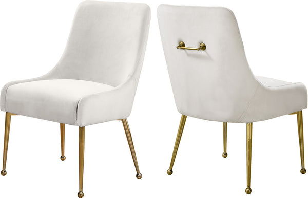 Owen Velvet / Engineered Wood / Foam Contemporary Cream Velvet Dining Chair - 24" W x 21" D x 34.5" H