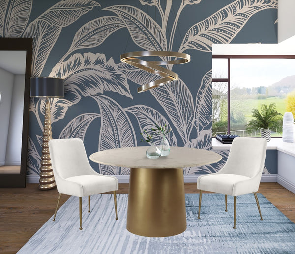 Owen Velvet / Engineered Wood / Foam Contemporary Cream Velvet Dining Chair - 24" W x 21" D x 34.5" H