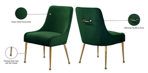 Owen Velvet / Engineered Wood / Foam Contemporary Green Velvet Dining Chair - 24" W x 21" D x 34.5" H