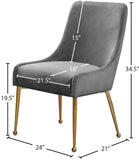 Owen Velvet / Engineered Wood / Foam Contemporary Grey Velvet Dining Chair - 24" W x 21" D x 34.5" H